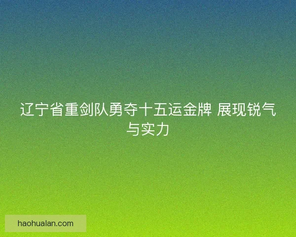 辽宁省重剑队勇夺十五运金牌 展现锐气与实力